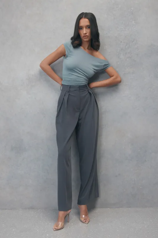 Jemima Straight Leg Pants - Charcoal sold by Meshki