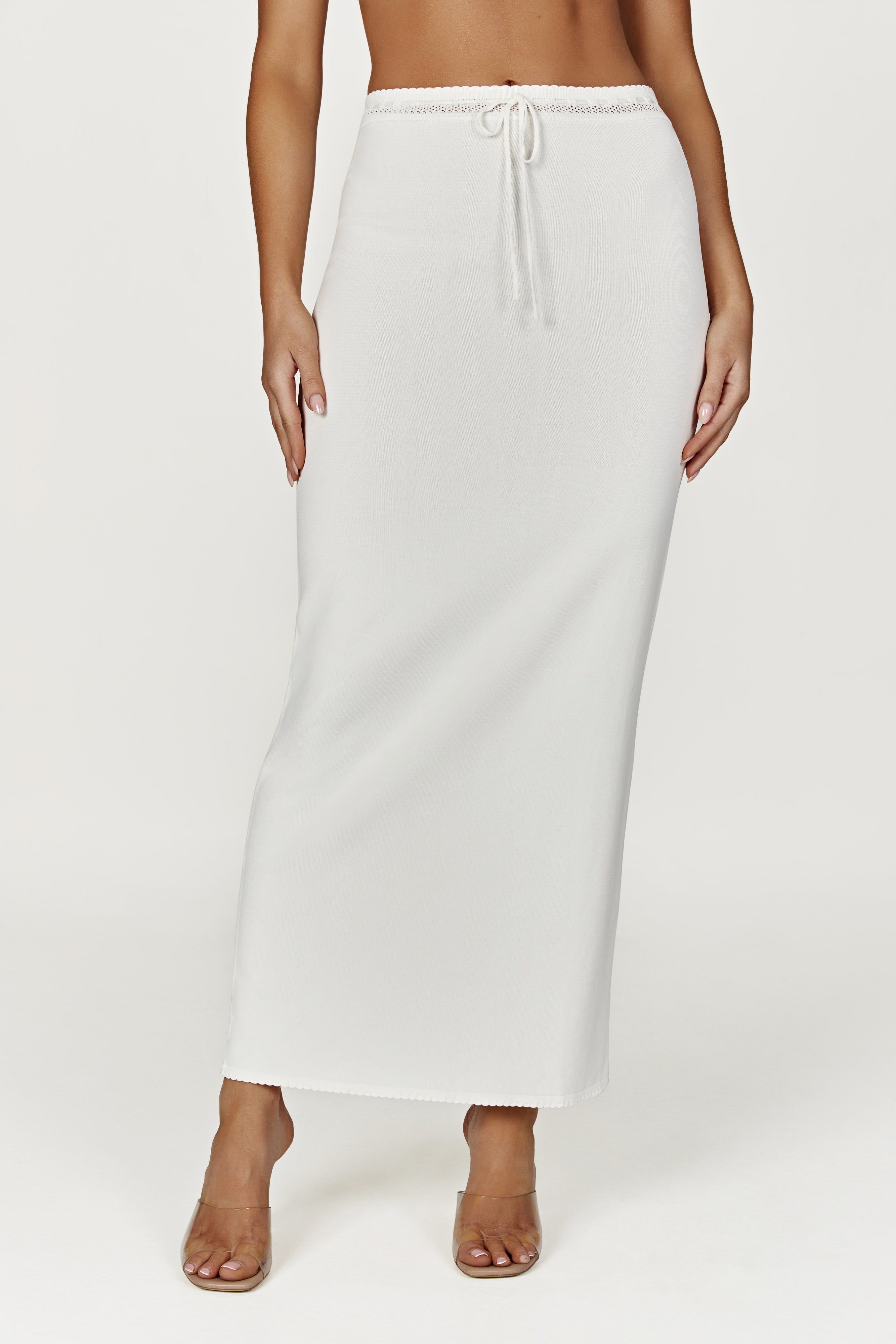 Penelope Pointelle Knit Maxi Skirt - White sold by Meshki product image thumbnail 2
