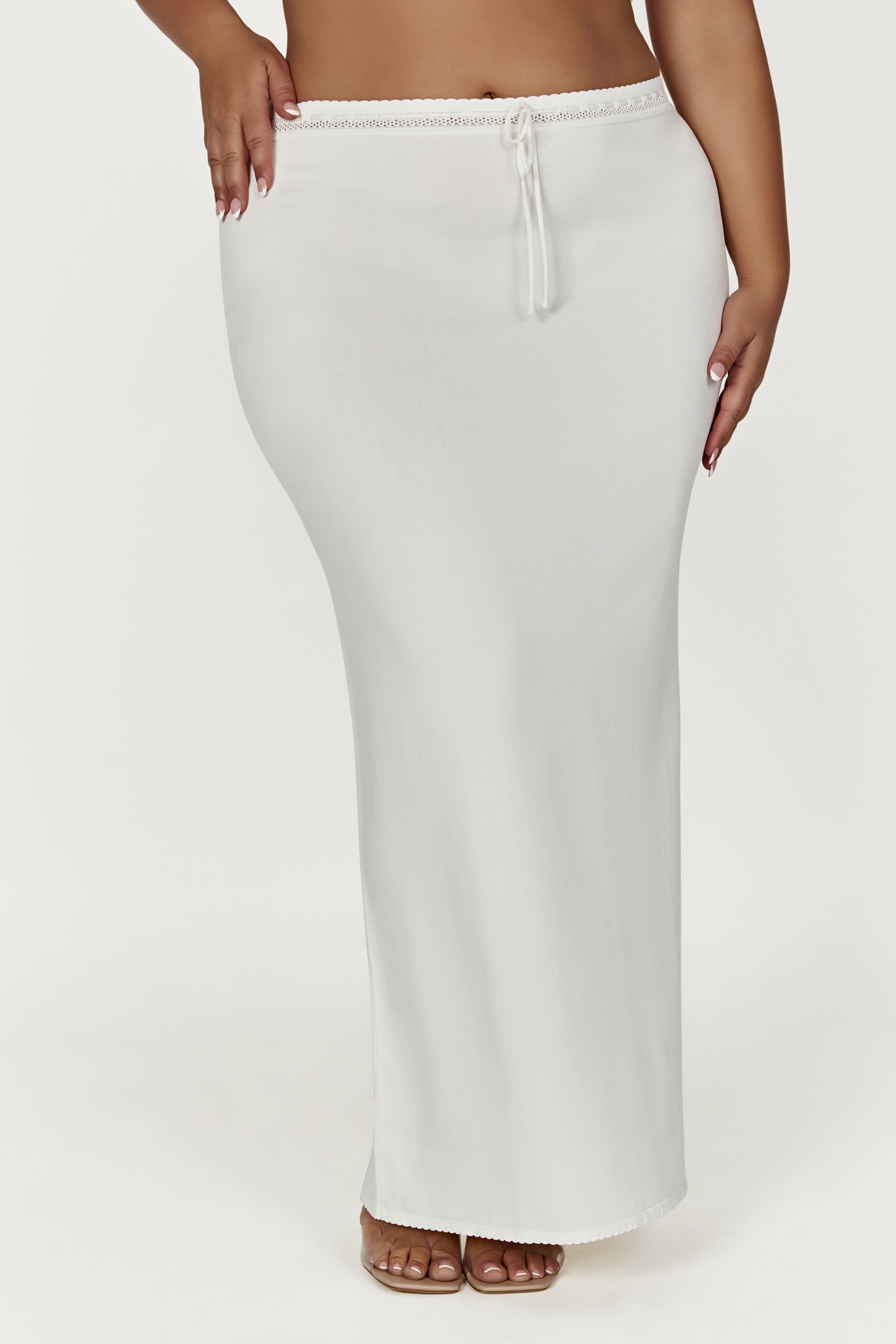 Penelope Pointelle Knit Maxi Skirt - White sold by Meshki product image thumbnail 9