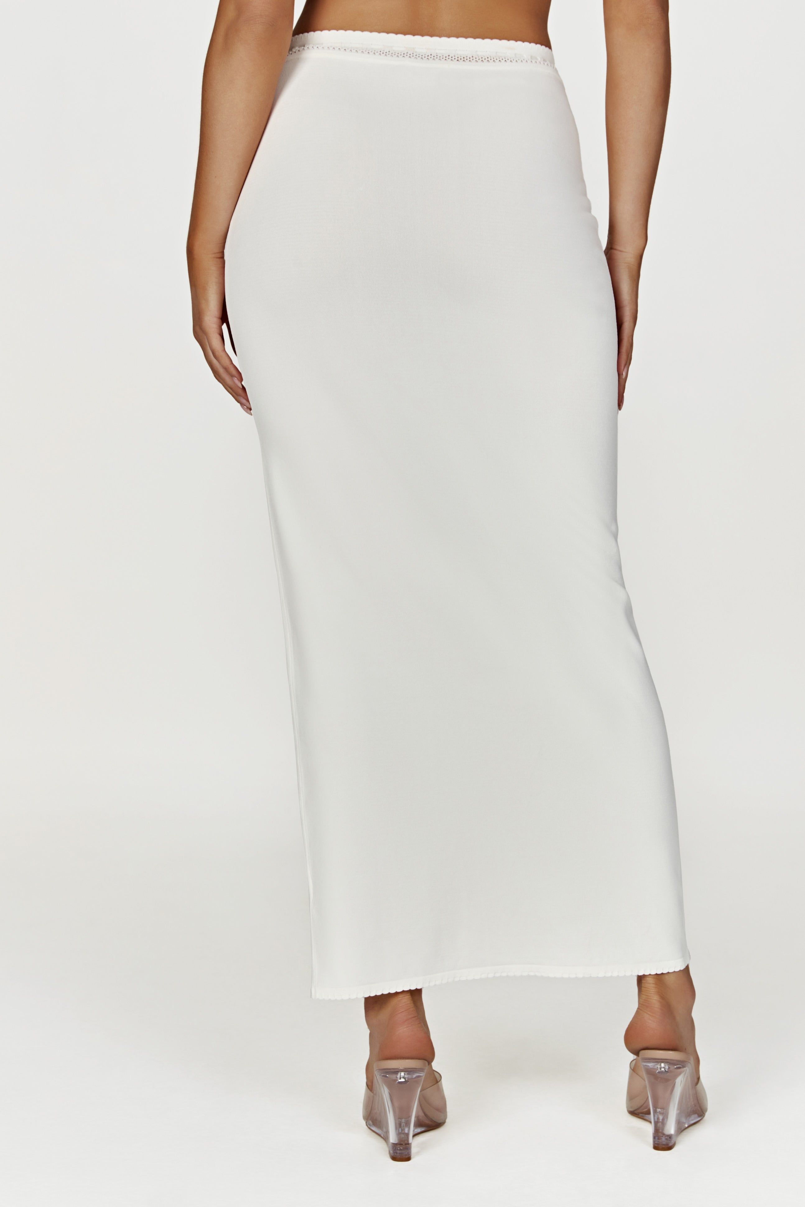 Penelope Pointelle Knit Maxi Skirt - White sold by Meshki product image thumbnail 3