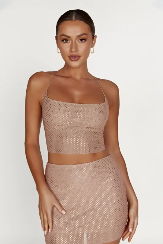 Tamra Strappy Diamante Top - Nude sold by Meshki