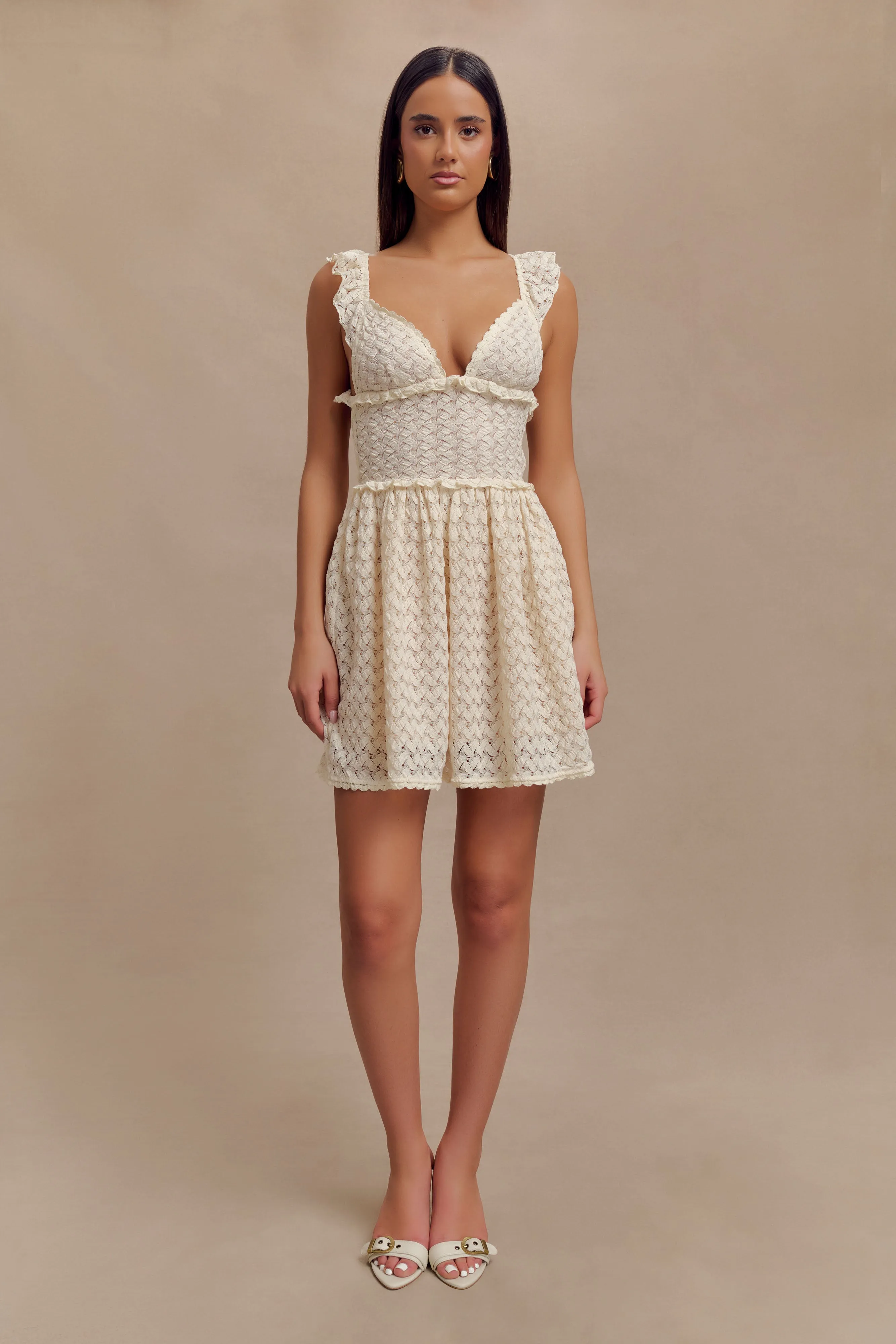 Ezra Lace Mini Dress - Ivory sold by Meshki product image thumbnail 4