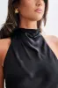 Esther Iridescent Satin Cowl Maxi Dress - Black sold by Meshki