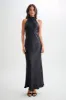 Esther Iridescent Satin Cowl Maxi Dress - Black sold by Meshki