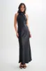 Esther Iridescent Satin Cowl Maxi Dress - Black sold by Meshki