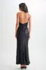 Esther Iridescent Satin Cowl Maxi Dress - Black sold by Meshki