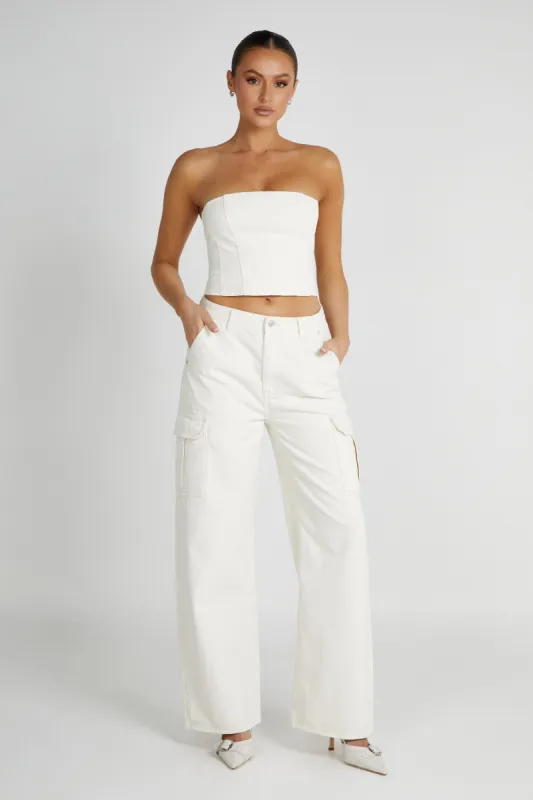 Jordana Denim Tube Top - Ecru sold by Meshki