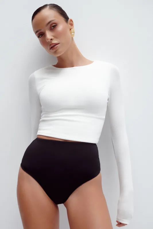 Abigail Long Sleeve Modal Top - White sold by Meshki