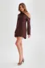 Nikita Long Sleeve Mini Dress - Dark Chocolate sold by Meshki
