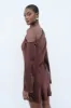 Nikita Long Sleeve Mini Dress - Dark Chocolate sold by Meshki