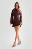 Nikita Long Sleeve Mini Dress - Dark Chocolate sold by Meshki