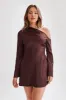 Nikita Long Sleeve Mini Dress - Dark Chocolate sold by Meshki