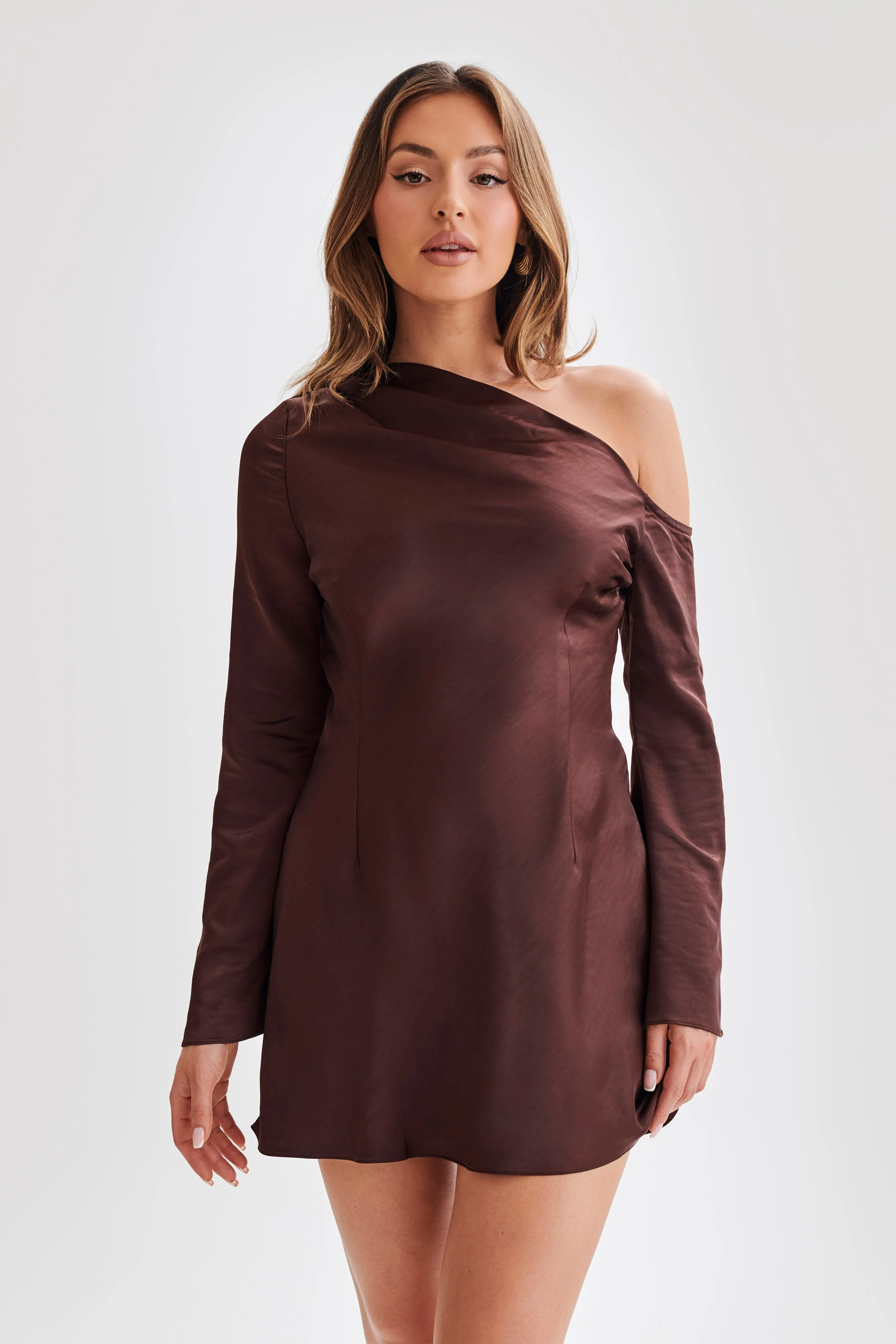 Nikita Long Sleeve Mini Dress Dark Chocolate Parallel