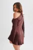 Nikita Long Sleeve Mini Dress - Dark Chocolate sold by Meshki
