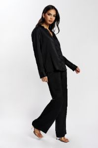 Emelie Satin Shirt - Black sold by Meshki
