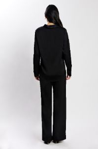 Emelie Satin Shirt - Black sold by Meshki