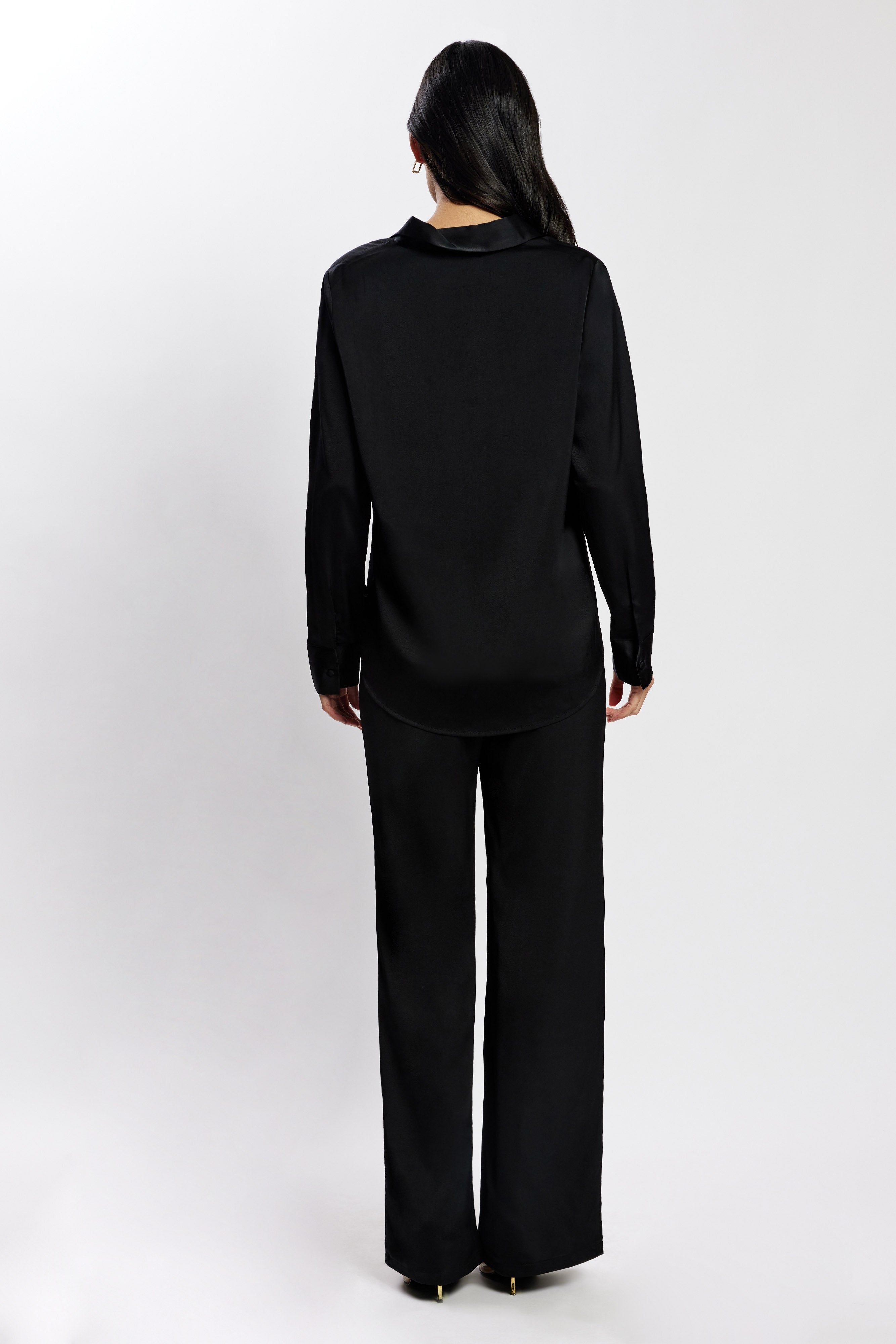 Emelie Satin Shirt - Black sold by Meshki product image thumbnail 2