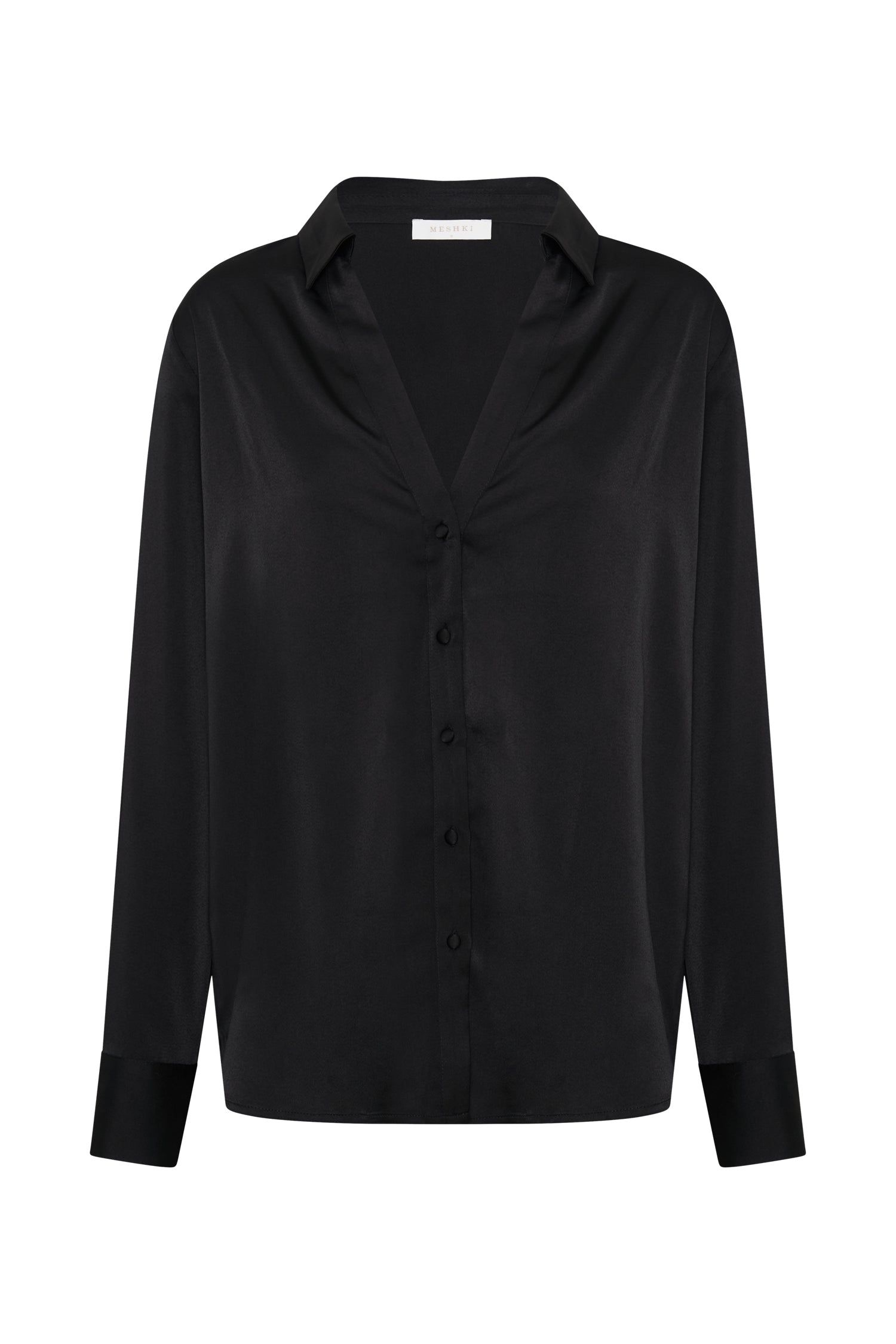 Emelie Satin Shirt - Black sold by Meshki product image thumbnail 7