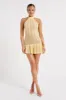 Tash Mixed Yarn Halter Mini Dress - Lemon sold by Meshki