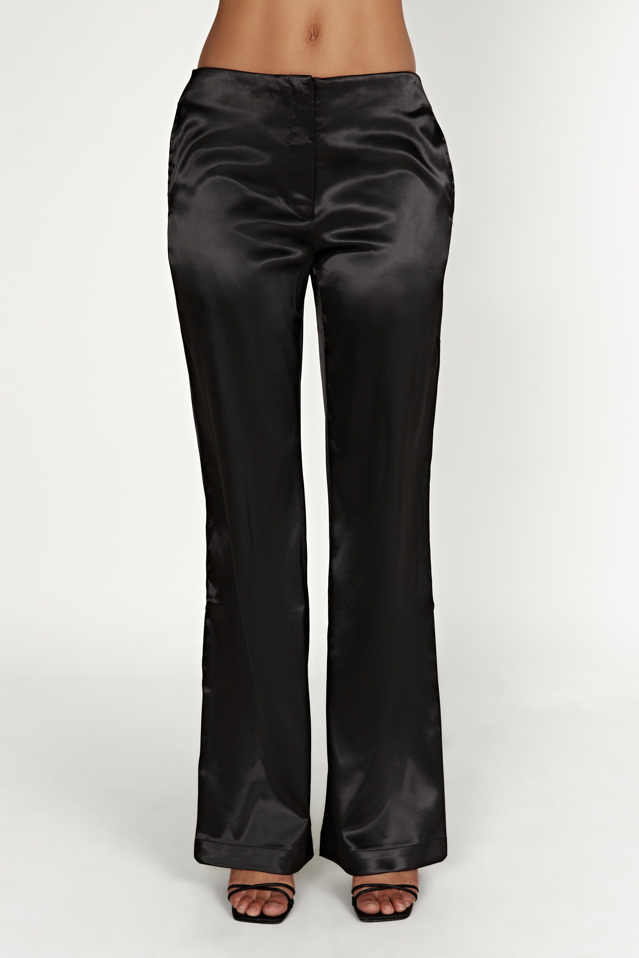 Nicolette Low Rise Satin Pants - Black sold by Meshki product image thumbnail 2