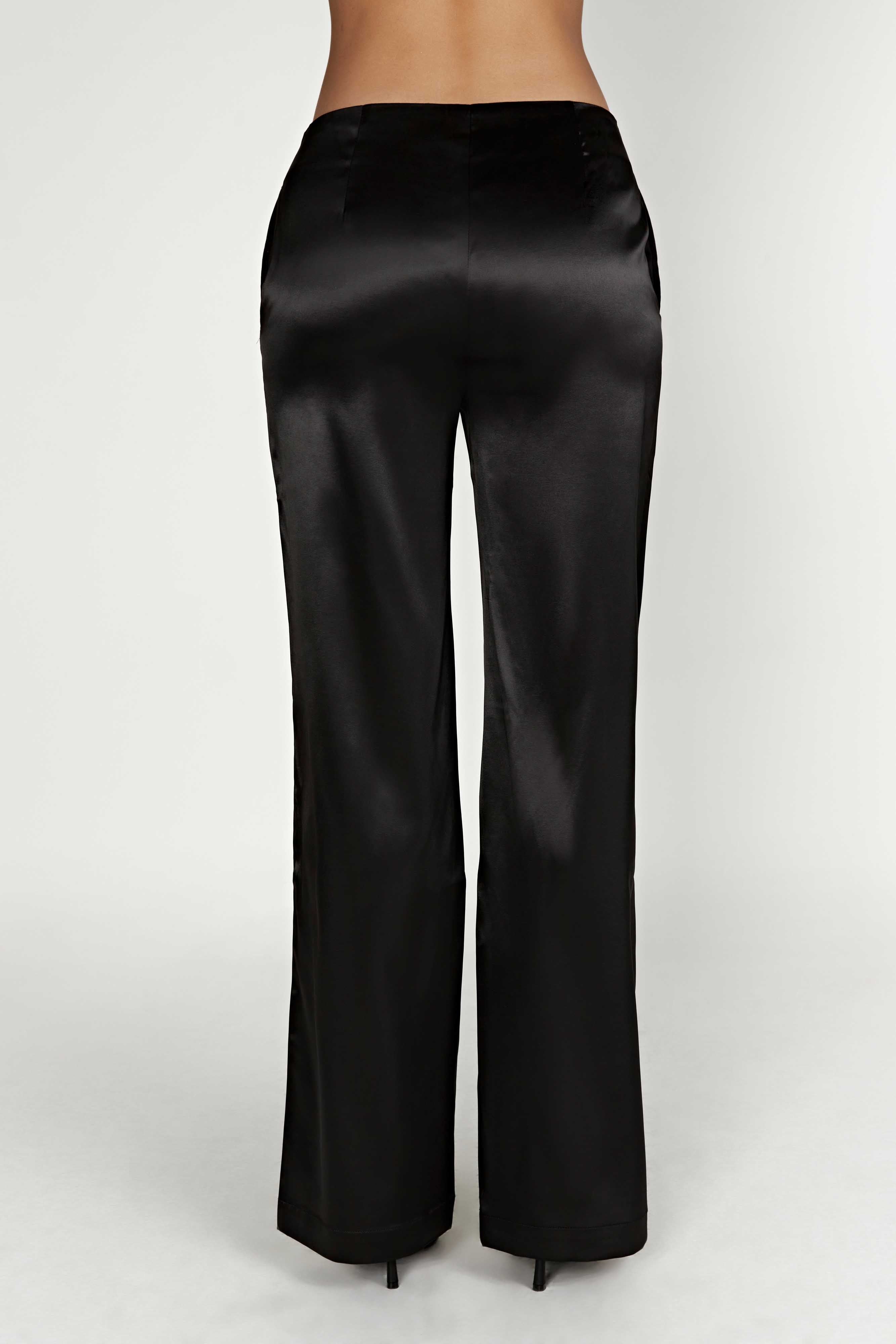 Nicolette Low Rise Satin Pants - Black sold by Meshki product image thumbnail 3