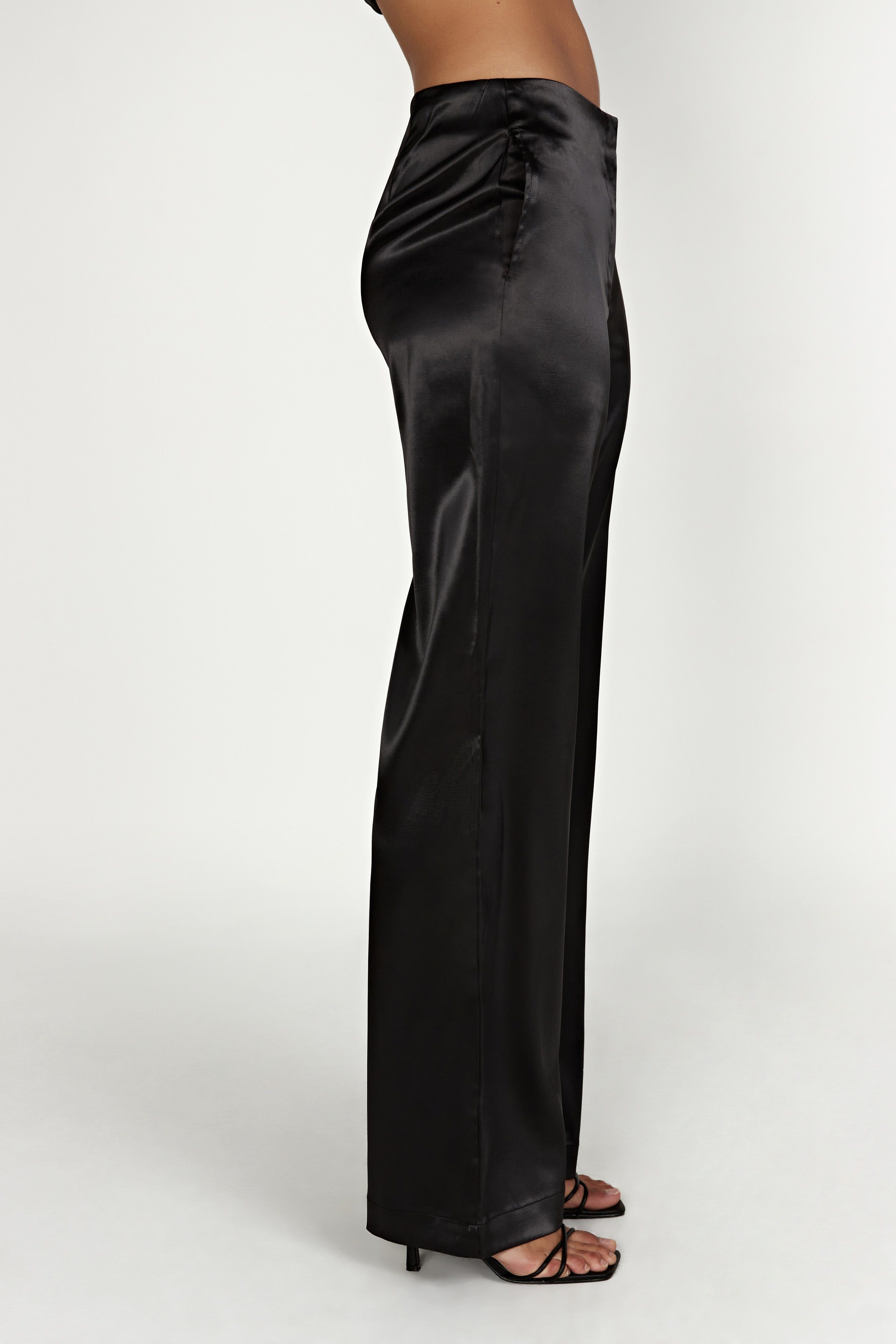 Nicolette Low Rise Satin Pants - Black sold by Meshki product image thumbnail 4