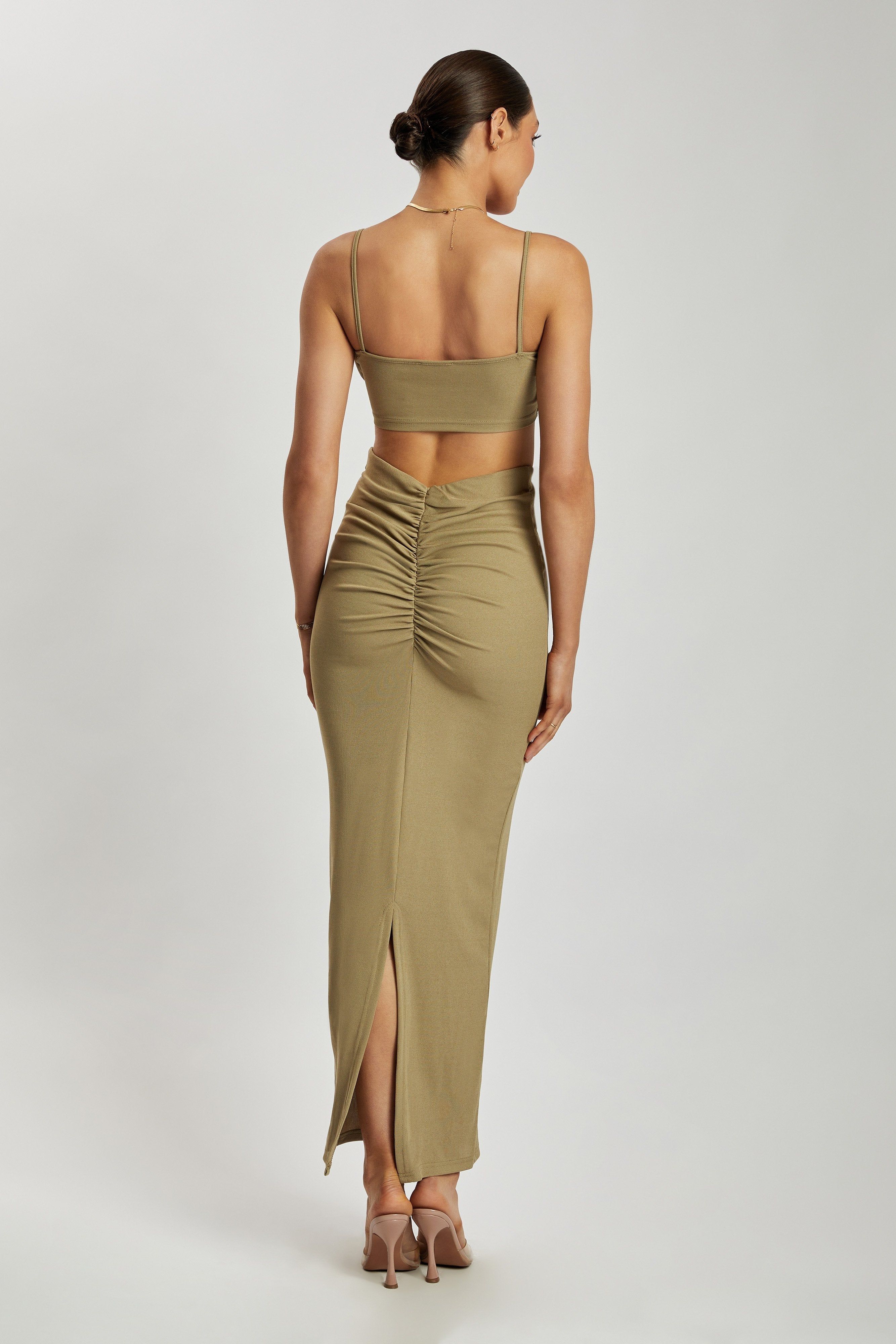 Jordan Ruched Front V Front Top - Green sold by Meshki product image thumbnail 2