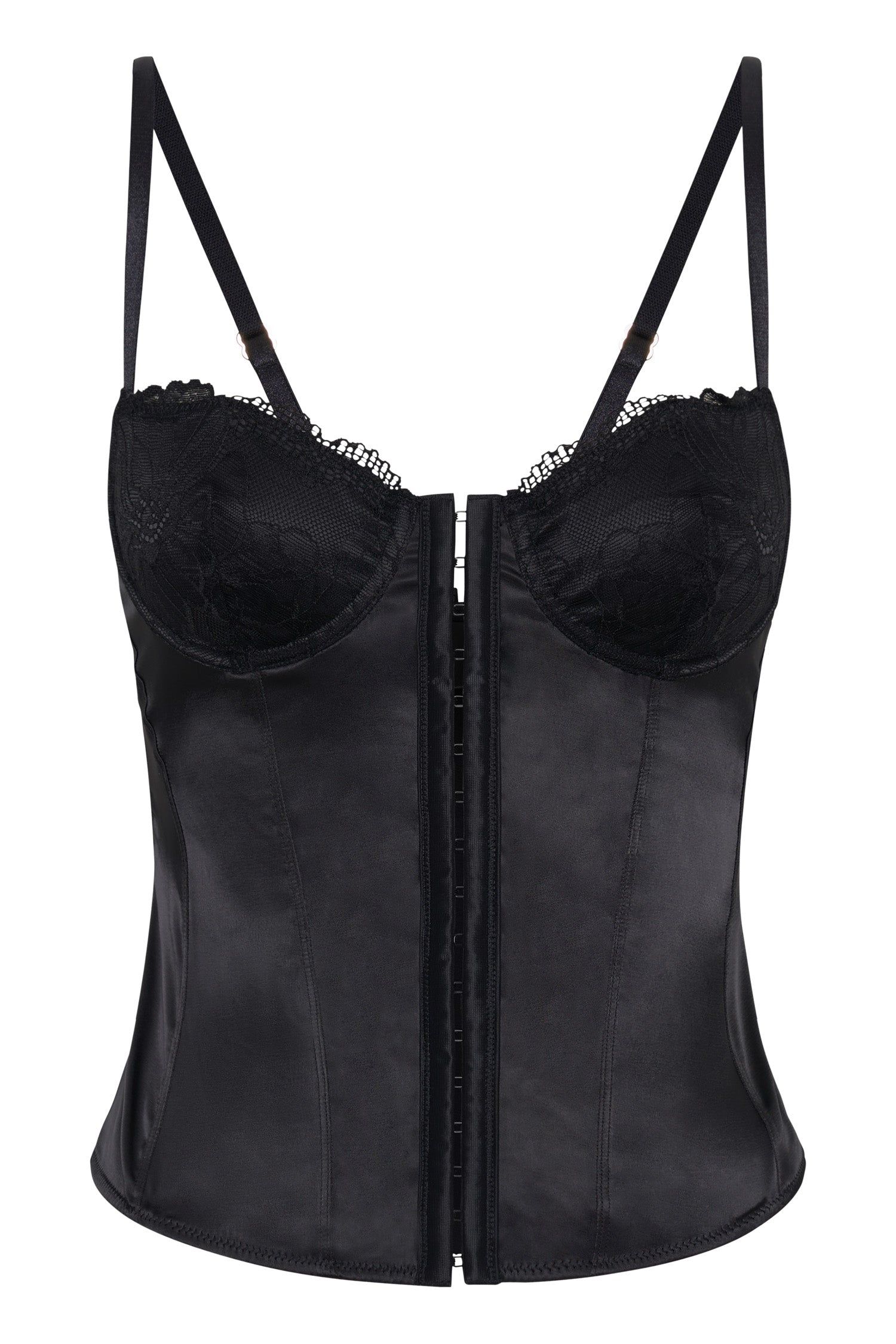 Claudia Lace Satin Bustier Corset - Black sold by Meshki product image thumbnail 9