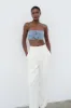 Samantha Rose Denim Bandeau - Mid Blue sold by Meshki
