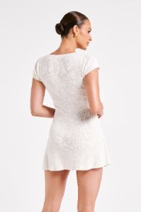 Paula Buttoned Knit Mini Dress - White sold by Meshki