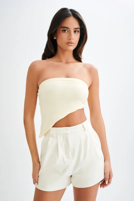 Donata Slinky Strapless Top - Lemon Sherbet sold by Meshki