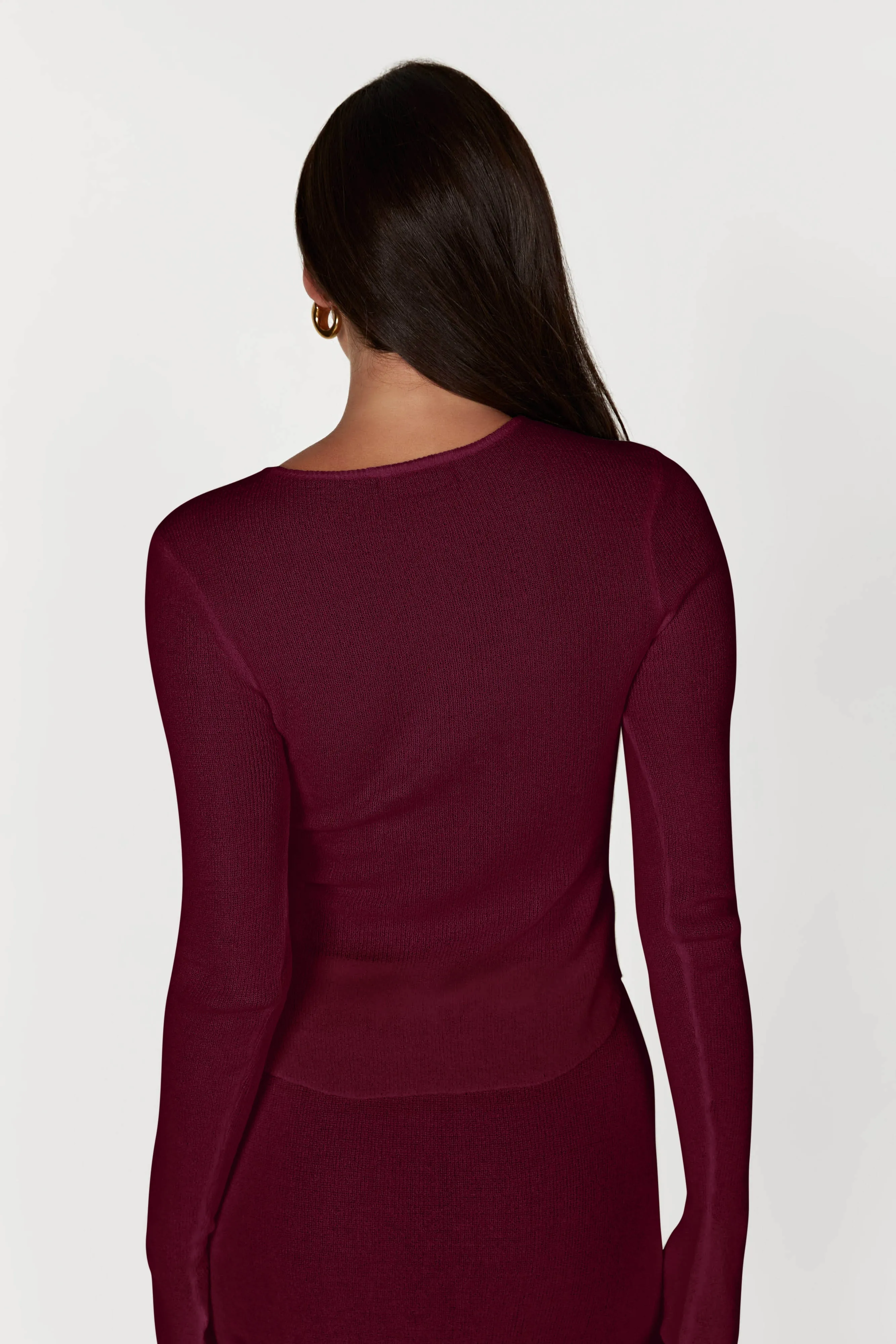 Maribelle Knit Long Sleeve Top - Wine sold by Meshki product image thumbnail 2