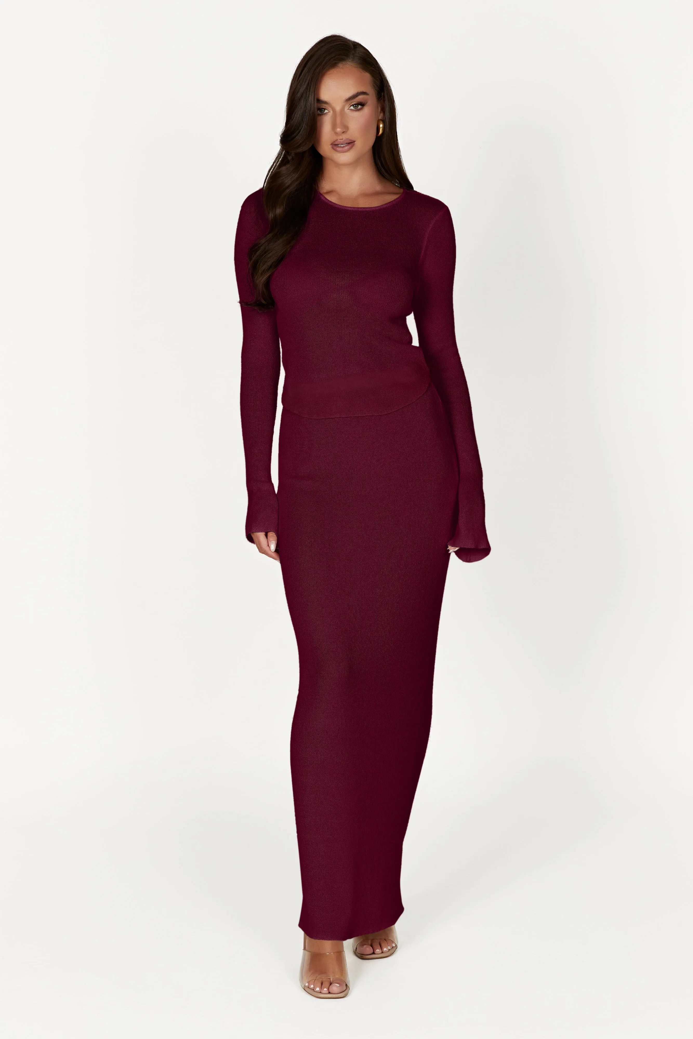 Maribelle Knit Long Sleeve Top - Wine sold by Meshki product image thumbnail 4