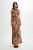 Estella Chiffon Cowl Maxi Dress - Leopard Print sold by Meshki