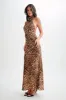 Estella Chiffon Cowl Maxi Dress - Leopard Print sold by Meshki