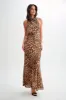 Estella Chiffon Cowl Maxi Dress - Leopard Print sold by Meshki