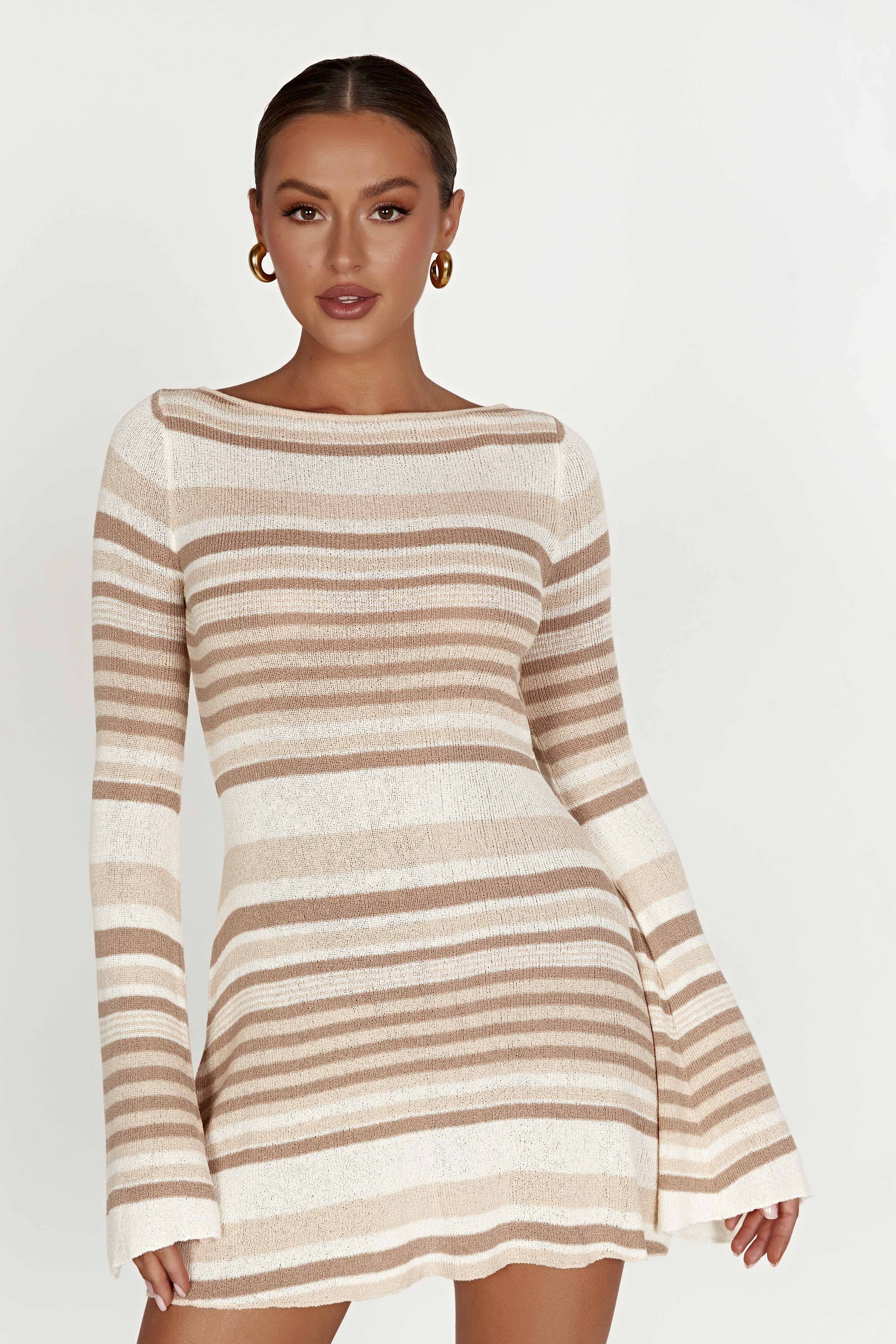 Zahra Long Sleeve Mini Dress - Cream sold by Meshki product image thumbnail 4