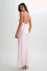 Esther Iridescent Satin Cowl Maxi Dress - Pale Pink sold by Meshki