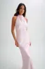 Esther Iridescent Satin Cowl Maxi Dress - Pale Pink sold by Meshki