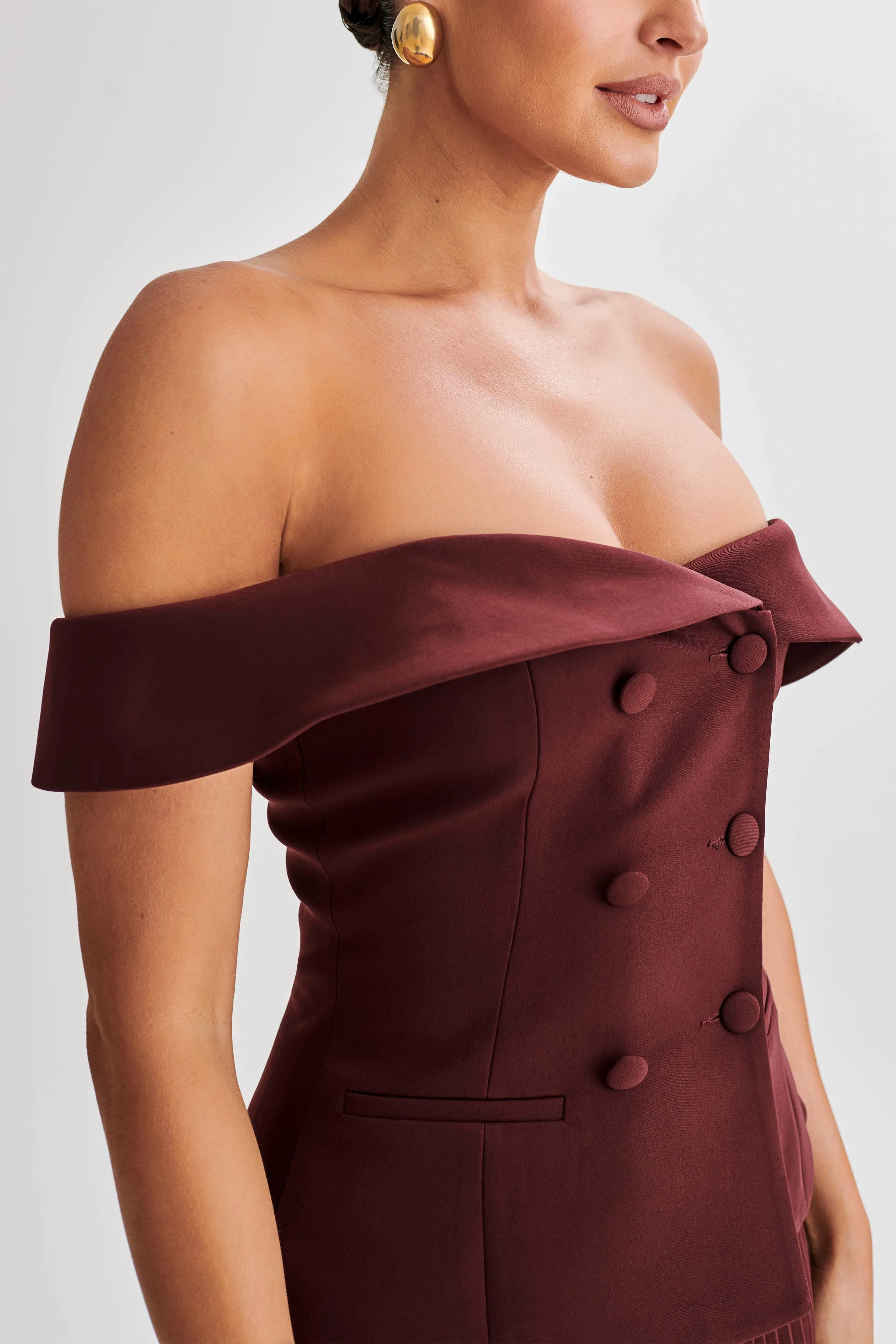 Krista Strapless Suiting Top - Plum sold by Meshki product image thumbnail 4