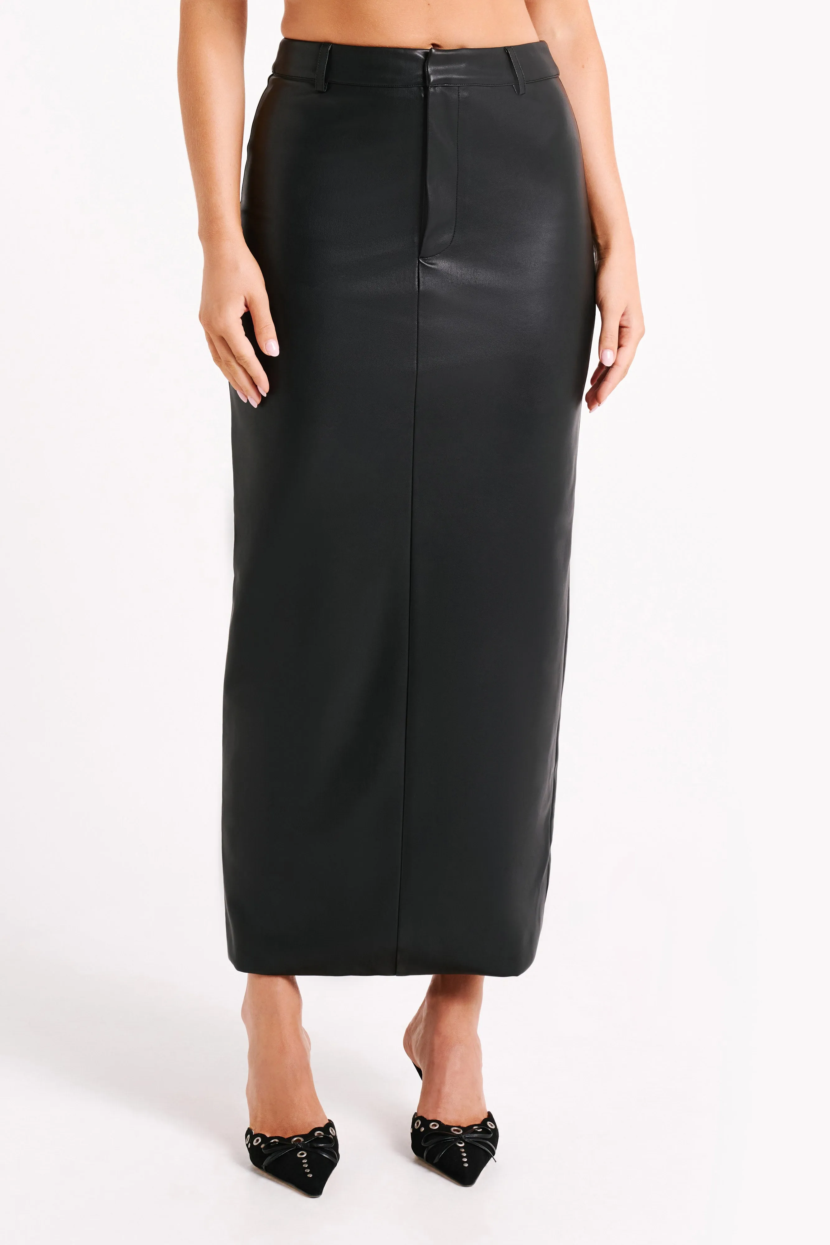 Lottie Faux Leather Maxi Skirt - Black sold by Meshki product image thumbnail 2