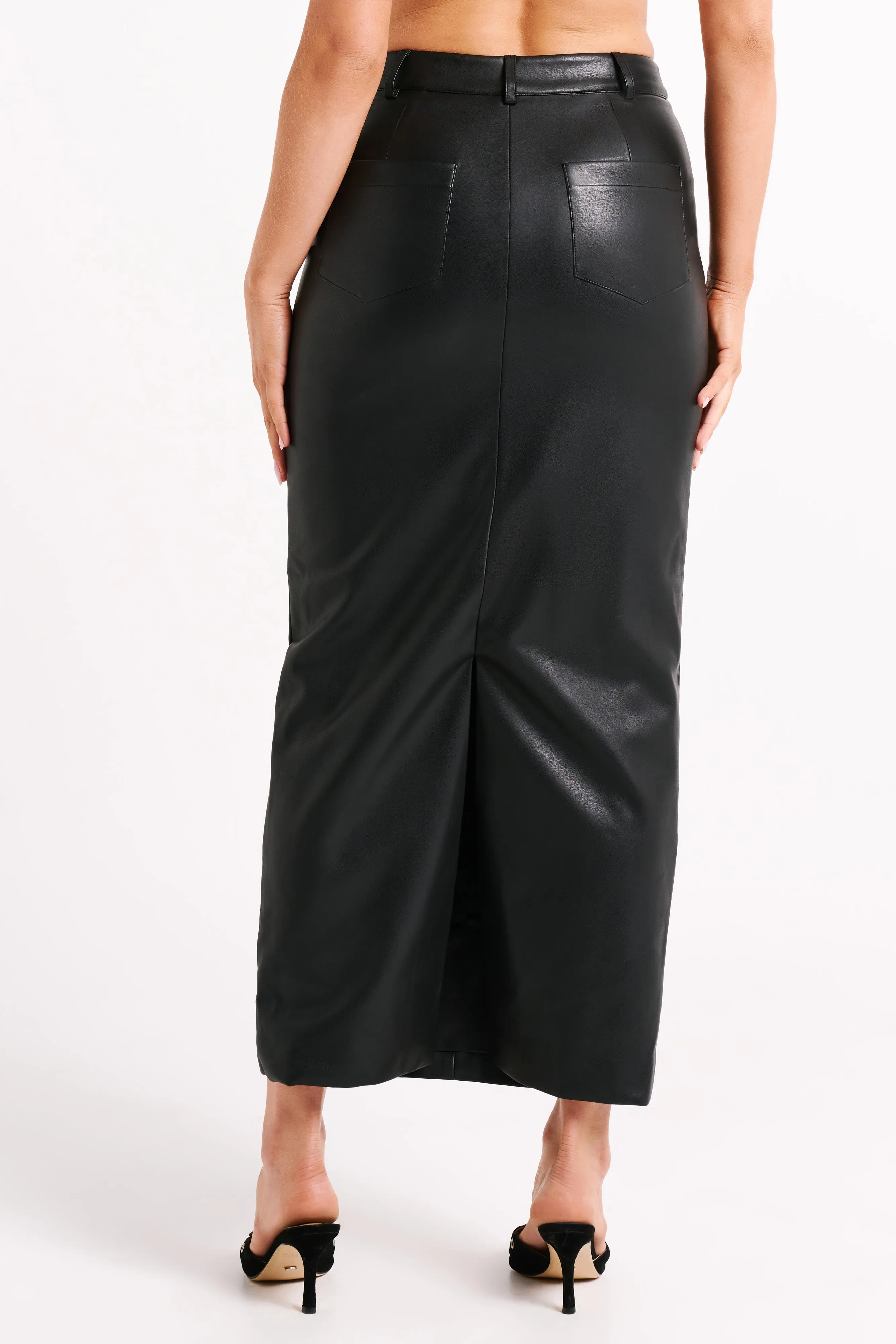 Lottie Faux Leather Maxi Skirt - Black sold by Meshki product image thumbnail 3