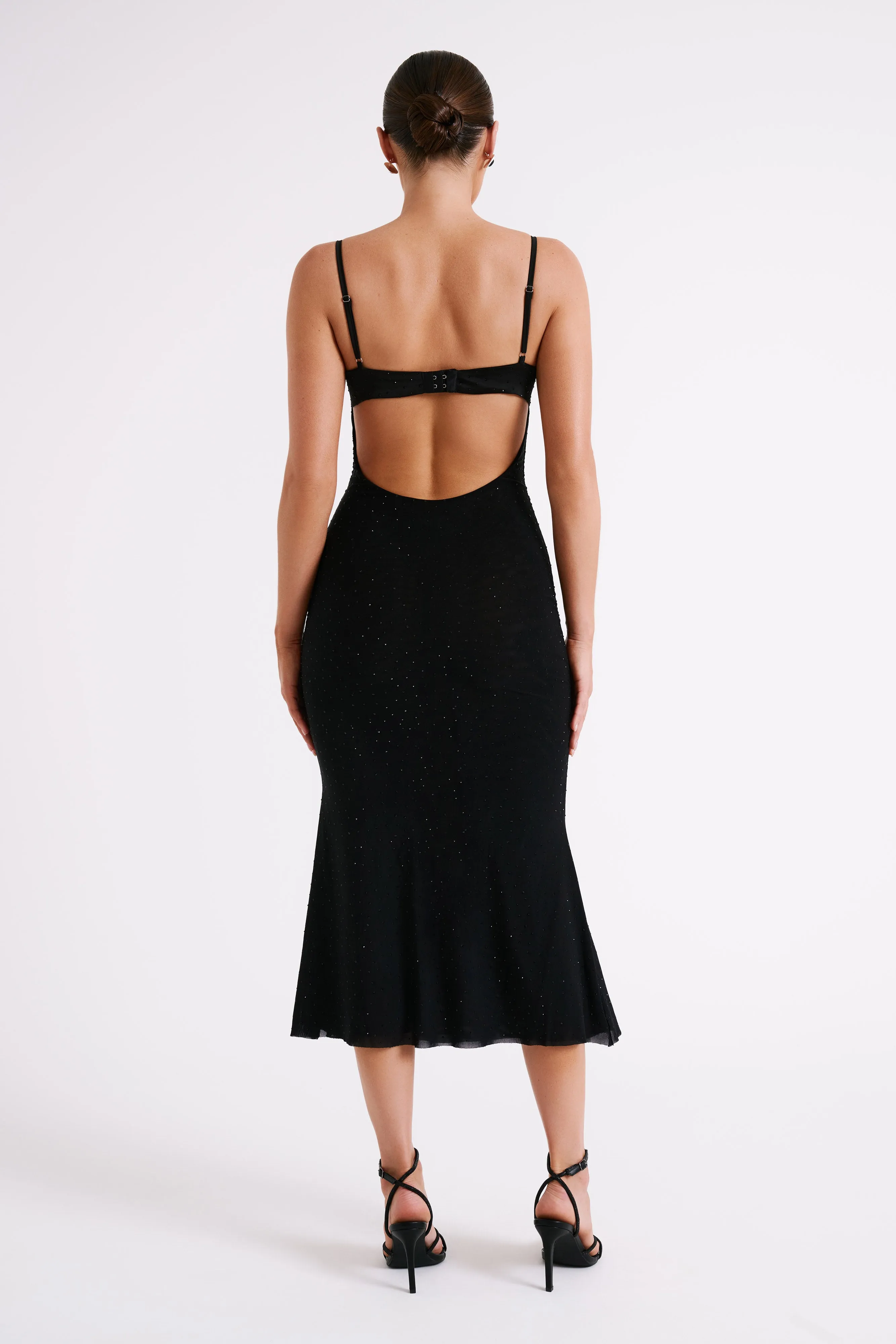 Novah Hot Fix Mesh Midi Dress - Black sold by Meshki product image thumbnail 3