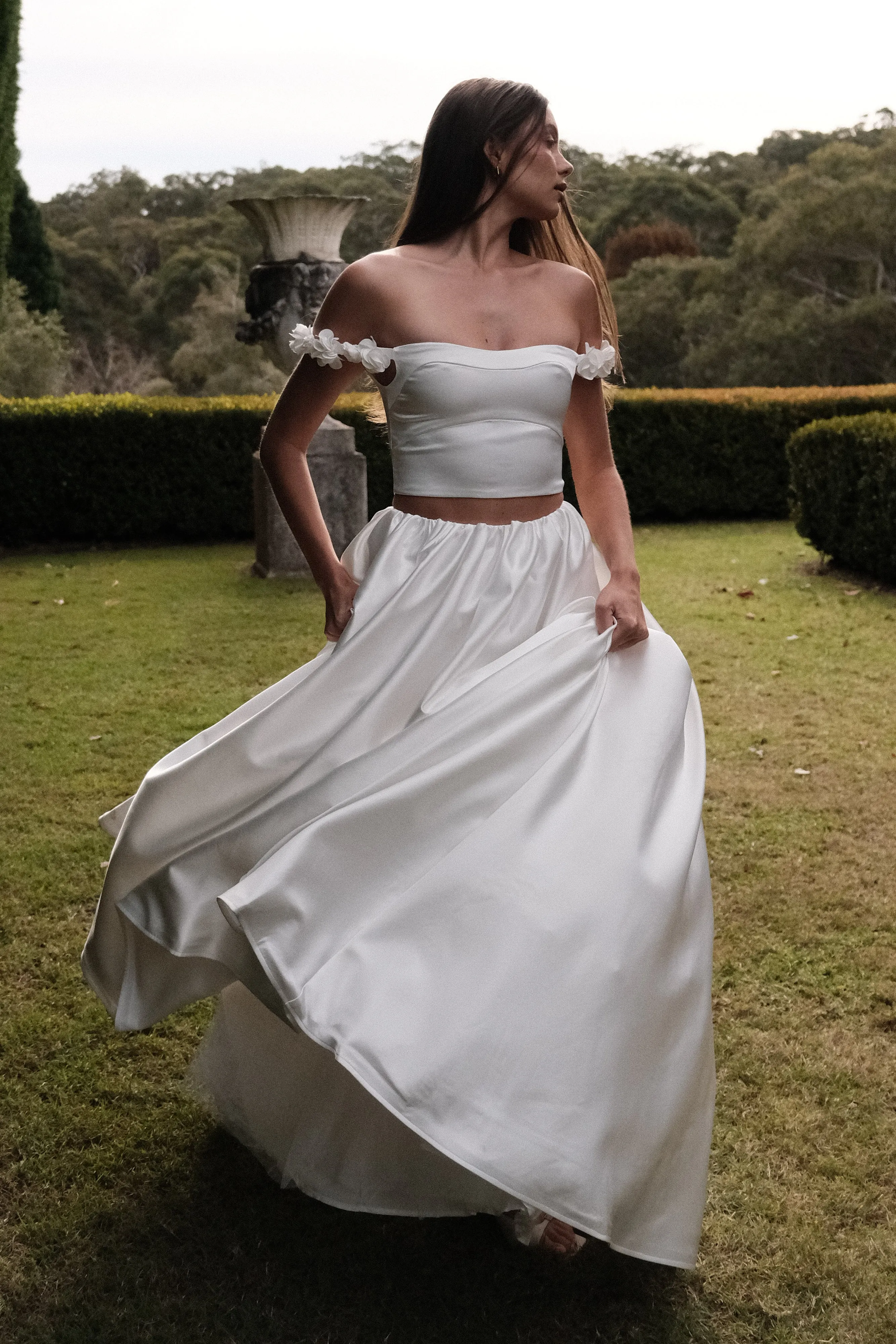 Kelsey Satin Maxi Skirt - White sold by Meshki product image thumbnail 3