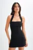 Amelita Suiting Halter Mini Dress - Black sold by Meshki