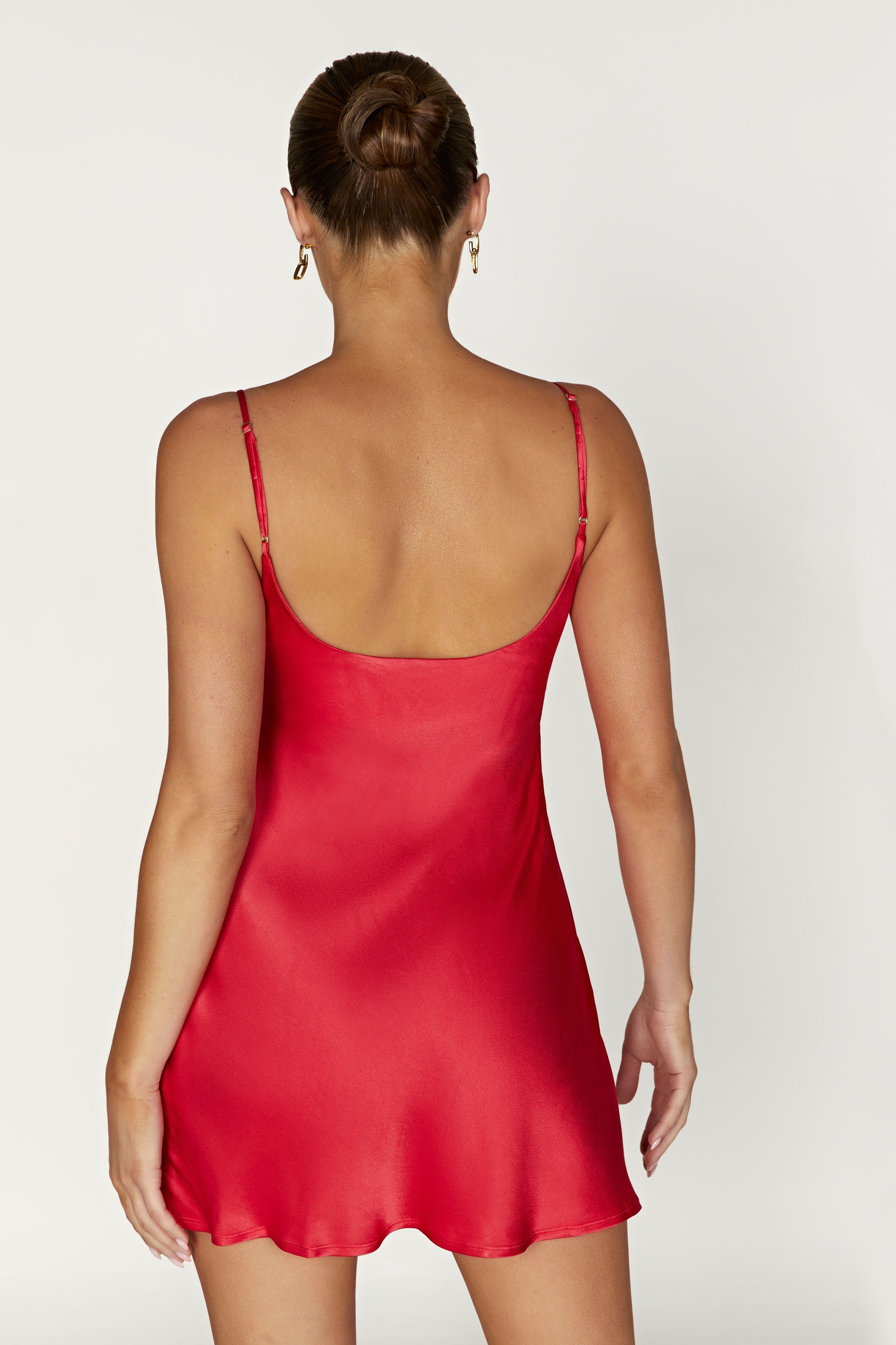 Valentina Satin Mini Dress - Red sold by Meshki product image thumbnail 2