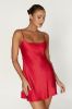 Valentina Satin Mini Dress - Red sold by Meshki