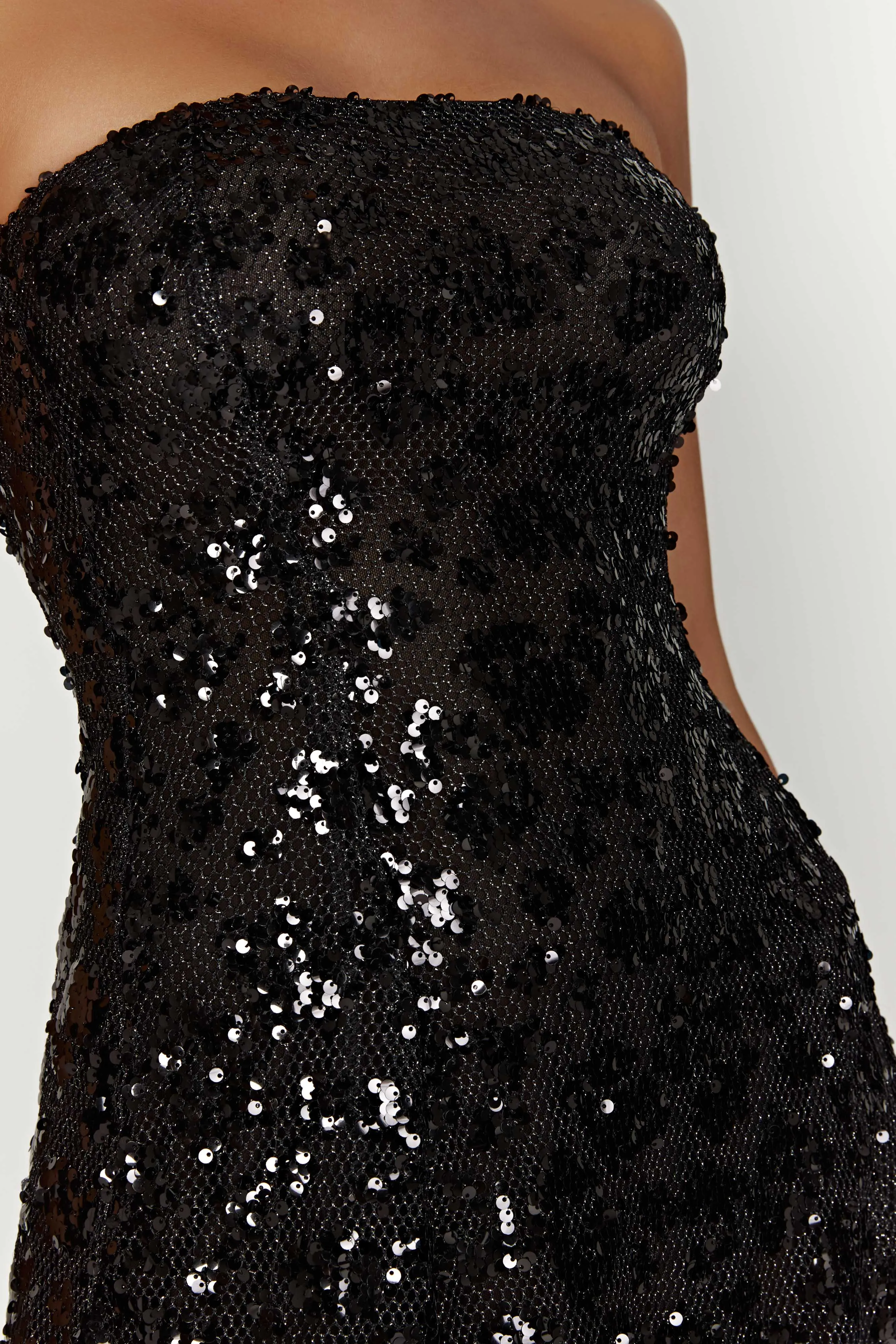 Everleigh Strapless Sequin Mini Dress - Black sold by Meshki product image thumbnail 4