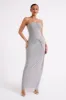 Crishelle Hot Fix Mesh Maxi Dress - Gunmetal sold by Meshki