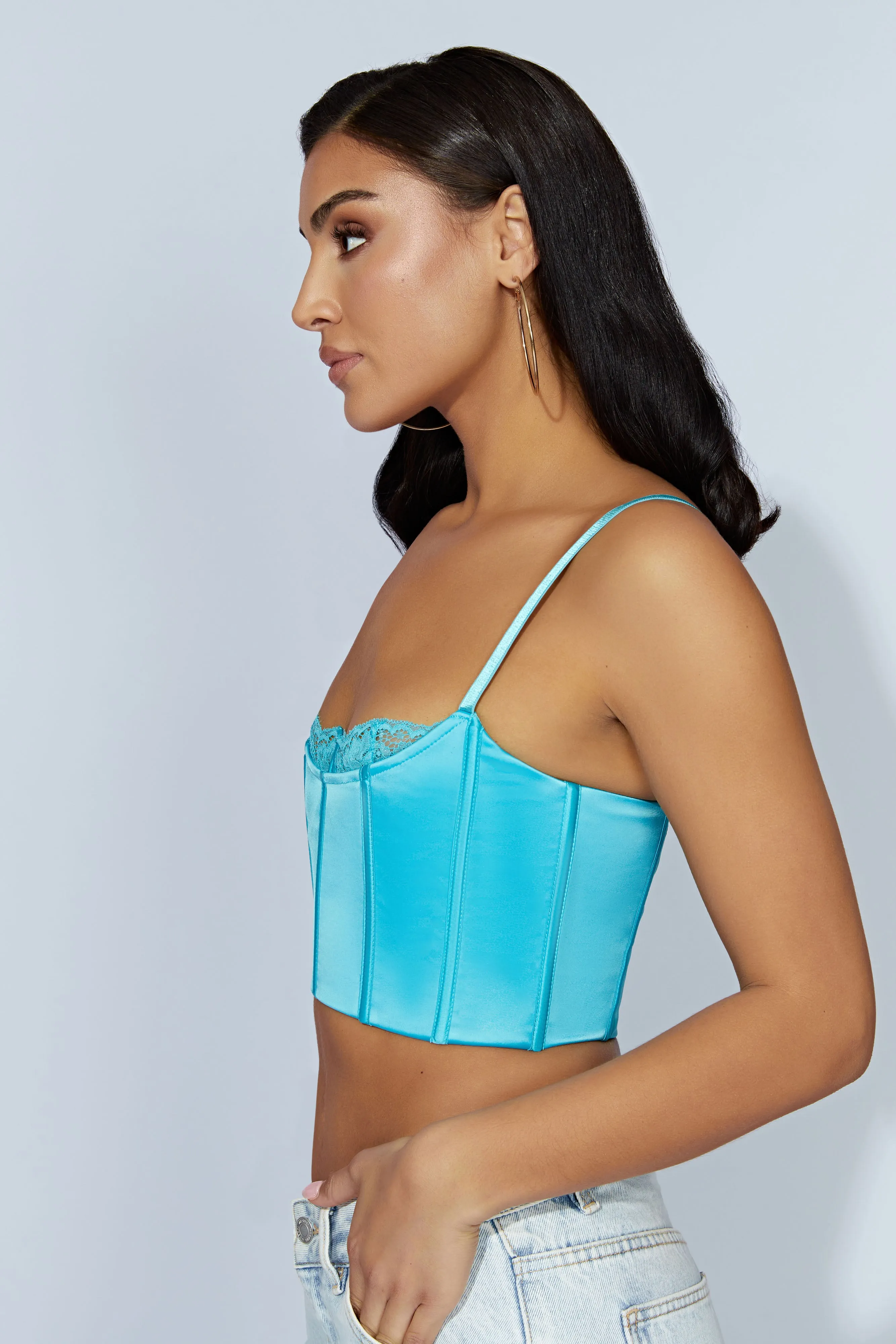 Lake Lace Cami Crop Top - Aquamarine sold by Meshki product image thumbnail 5